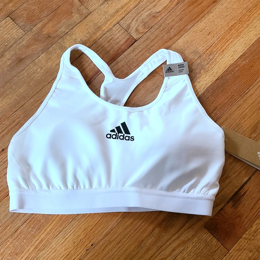 Adidas Padded White Womens Sports Bra Size XL NWT